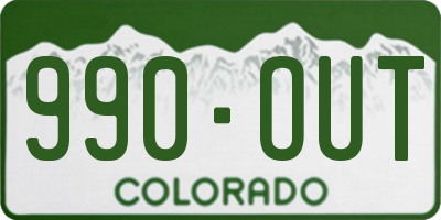 CO license plate 990OUT