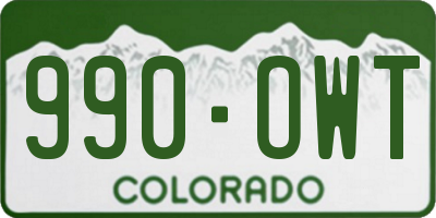 CO license plate 990OWT