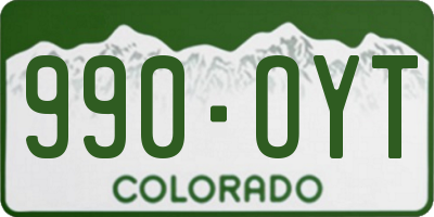 CO license plate 990OYT