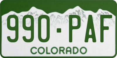CO license plate 990PAF