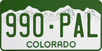 CO license plate 990PAL