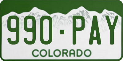 CO license plate 990PAY