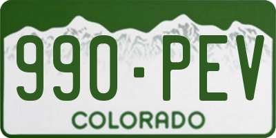 CO license plate 990PEV