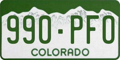 CO license plate 990PFO