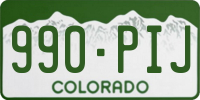 CO license plate 990PIJ
