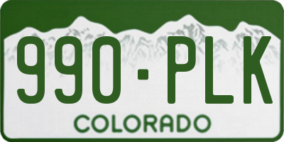CO license plate 990PLK