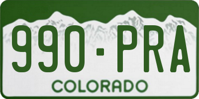 CO license plate 990PRA