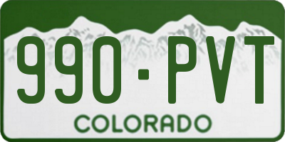 CO license plate 990PVT