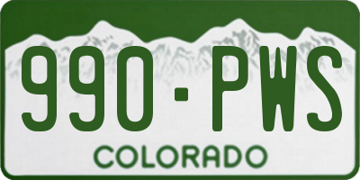 CO license plate 990PWS