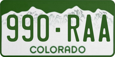 CO license plate 990RAA