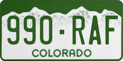 CO license plate 990RAF