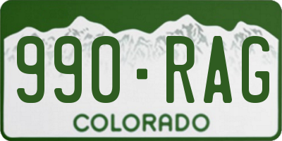 CO license plate 990RAG