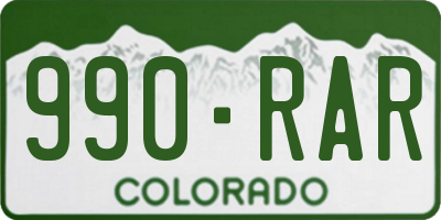 CO license plate 990RAR