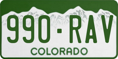 CO license plate 990RAV