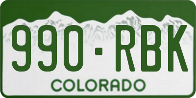 CO license plate 990RBK