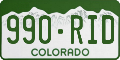 CO license plate 990RID