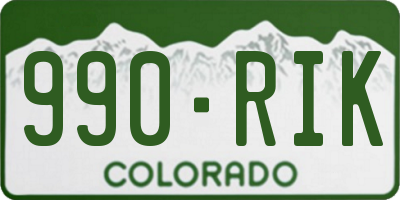 CO license plate 990RIK