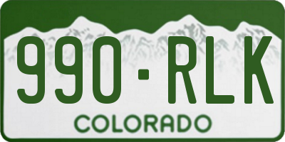 CO license plate 990RLK