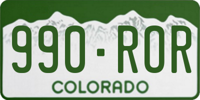 CO license plate 990ROR