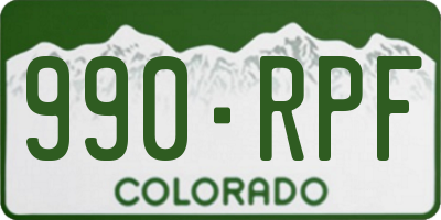 CO license plate 990RPF