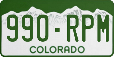 CO license plate 990RPM