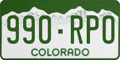 CO license plate 990RPO