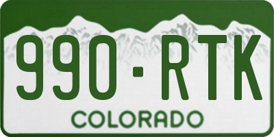 CO license plate 990RTK