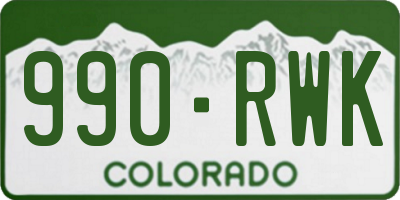 CO license plate 990RWK