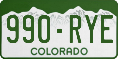 CO license plate 990RYE
