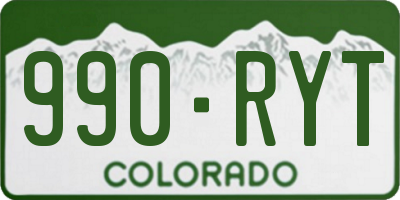 CO license plate 990RYT