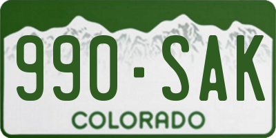 CO license plate 990SAK