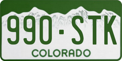 CO license plate 990STK