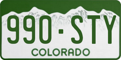 CO license plate 990STY