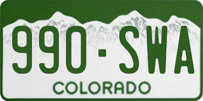CO license plate 990SWA