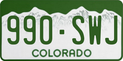 CO license plate 990SWJ