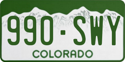 CO license plate 990SWY