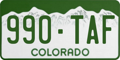 CO license plate 990TAF