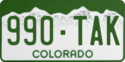 CO license plate 990TAK