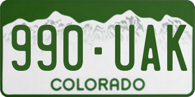 CO license plate 990UAK