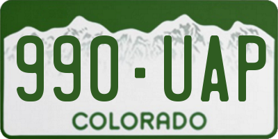 CO license plate 990UAP