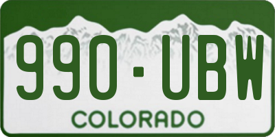 CO license plate 990UBW