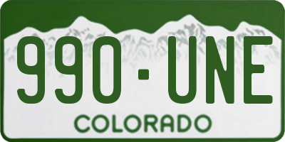 CO license plate 990UNE