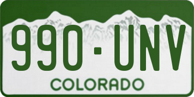 CO license plate 990UNV