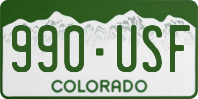 CO license plate 990USF
