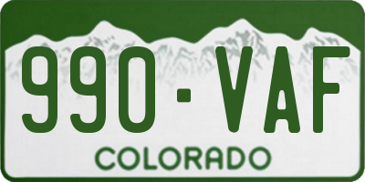 CO license plate 990VAF