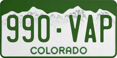 CO license plate 990VAP