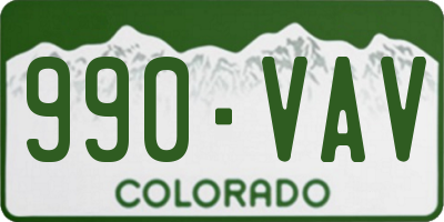 CO license plate 990VAV