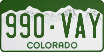 CO license plate 990VAY