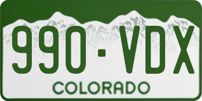 CO license plate 990VDX