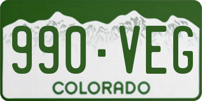 CO license plate 990VEG